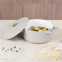 Berlinger Haus Braadpan Mat Crème - Gietijzer - ø 24 cm - geschikt voor alle warmtebronnen - geëmailleerde anti-aanbaklaag