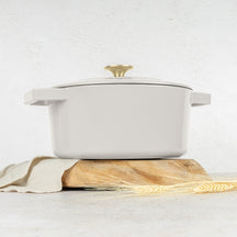 Berlinger Haus Braadpan Mat Crème - Gietijzer - ø 24 cm - geschikt voor alle warmtebronnen - geëmailleerde anti-aanbaklaag