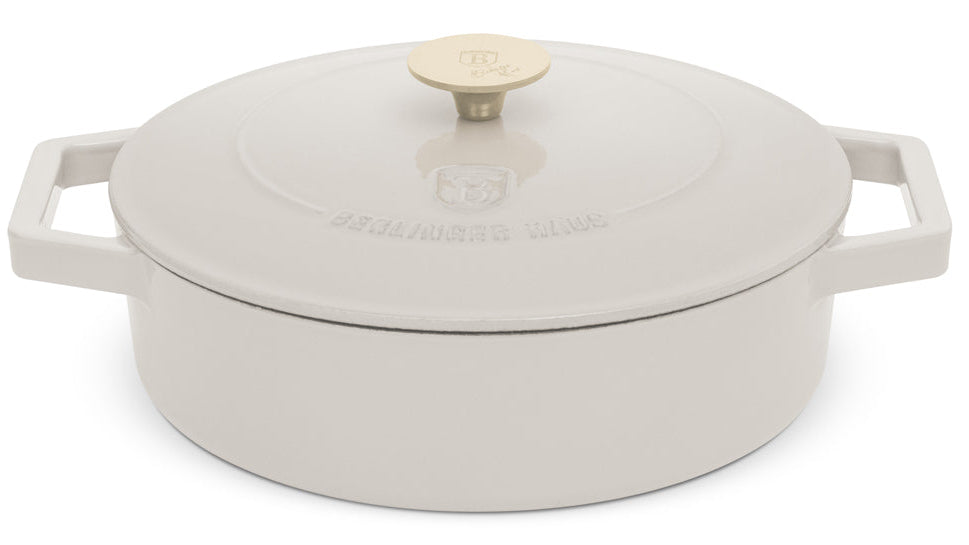 Berlinger Haus Hapjespan / Sauteerpan Mat Crème - Gietijzer - ø 26 cm - geschikt voor alle warmtebronnen - geëmailleerde anti-aanbaklaag