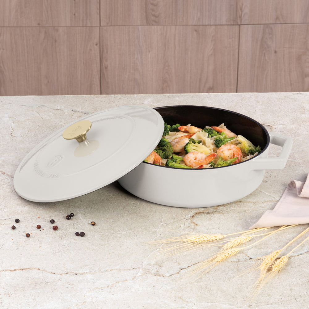 Berlinger Haus Hapjespan / Sauteerpan Mat Crème - Gietijzer - ø 26 cm - geschikt voor alle warmtebronnen - geëmailleerde anti-aanbaklaag