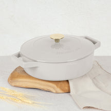 Berlinger Haus Hapjespan / Sauteerpan Mat Crème - Gietijzer - ø 26 cm - geschikt voor alle warmtebronnen - geëmailleerde anti-aanbaklaag