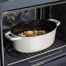 Berlinger Haus Braadpan Mat Crème Ovaal - Gietijzer - 30 x 22 cm - geschikt voor alle warmtebronnen - geëmailleerde anti-aanbaklaag