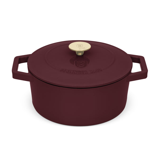 BerlingerHaus Braadpan Mat Bordeaux - Gietijzer - ø 24 cm - geschikt voor alle warmtebronnen - geëmailleerde anti-aanbaklaag