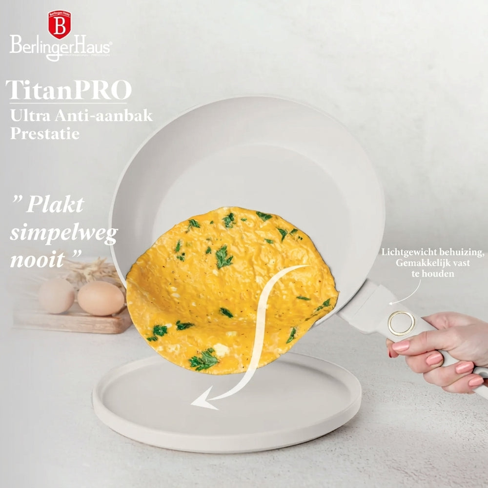Berlinger Haus Koekenpan Mat Crème ø 24 cm - geschikt voor alle warmtebronnen - standaard anti-aanbaklaag
