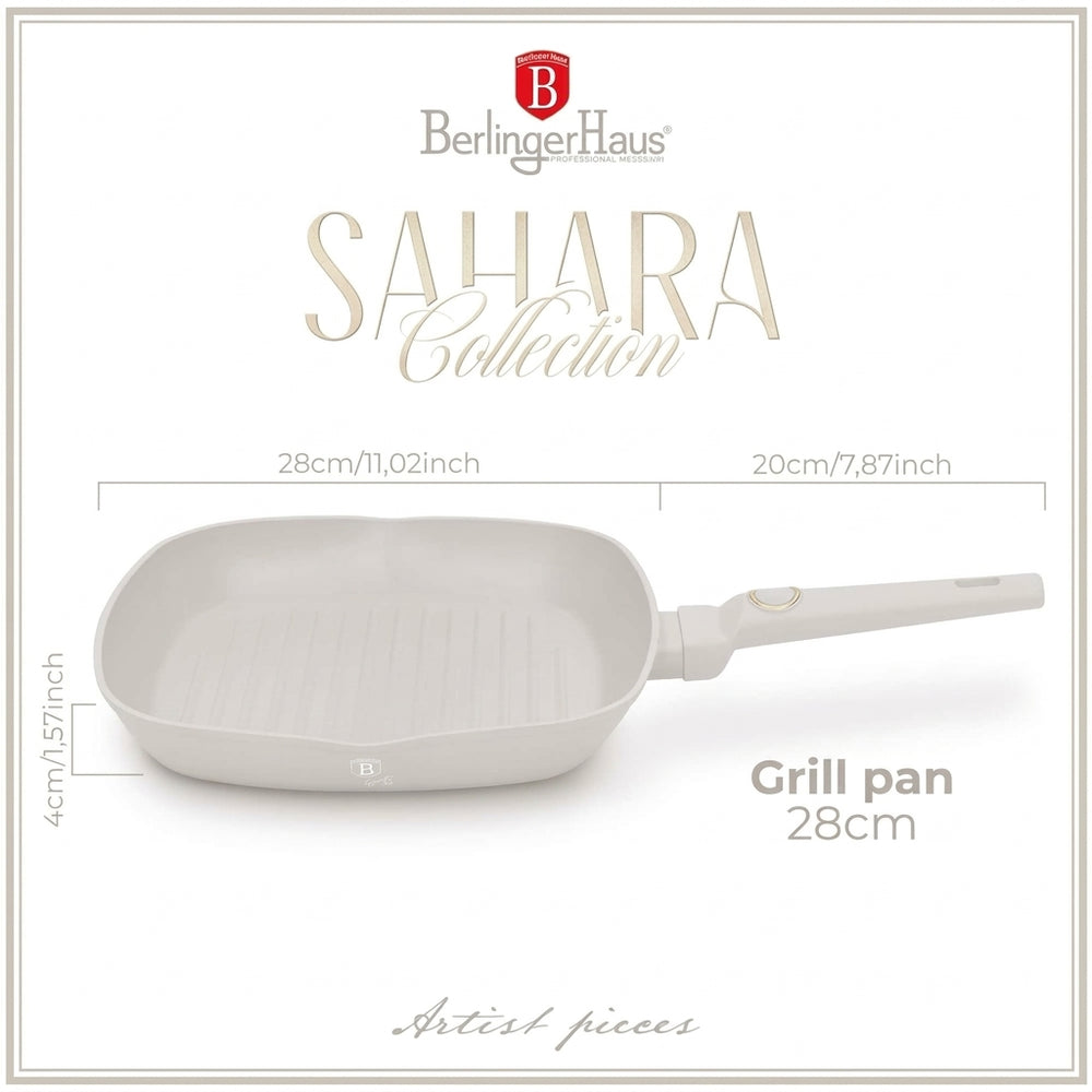 Berlinger Haus Grillpan Mat Crème 28 x 28 cm - geschikt voor alle warmtebronnen - standaard anti-aanbaklaag