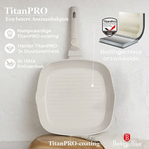 Berlinger Haus Grillpan Mat Crème 28 x 28 cm - geschikt voor alle warmtebronnen - standaard anti-aanbaklaag