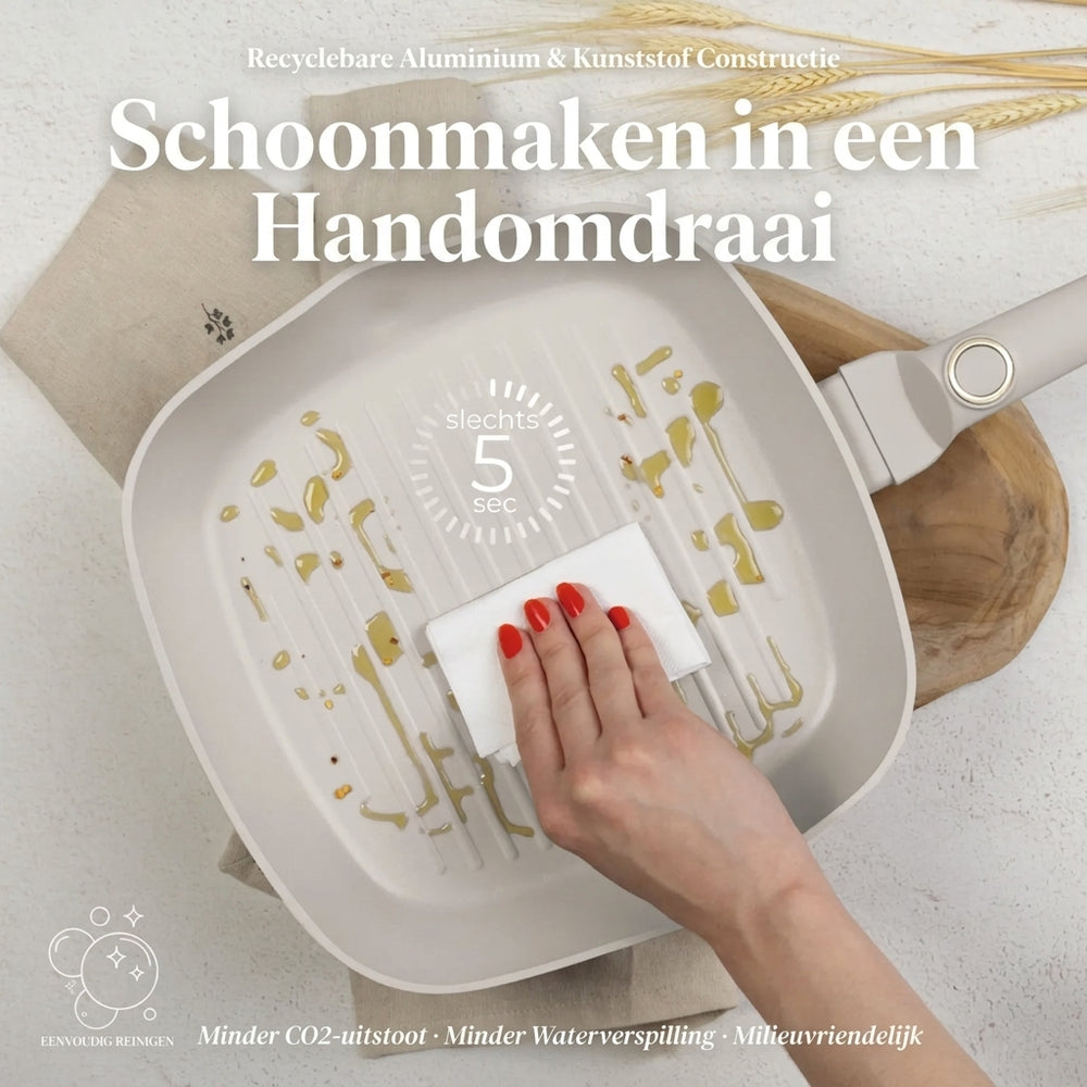 Berlinger Haus Grillpan Mat Crème 28 x 28 cm - geschikt voor alle warmtebronnen - standaard anti-aanbaklaag