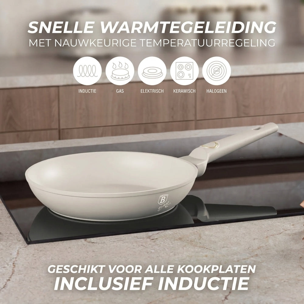Berlinger Haus Koekenpan Mat Crème ø 20 cm - geschikt voor alle warmtebronnen - standaard anti-aanbaklaag