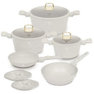 Berlinger Haus Pannenset Mat Crème 7-Delig - Kookpan ø 20, 24, 28 cm & Koekenpan ø 20, 24 cm - geschikt voor alle warmtebronnen