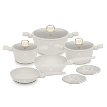 Berlinger Haus Pannenset Mat Crème 7-Delig - Kookpan ø 20, 24, 28 cm & Koekenpan ø 20, 24 cm - geschikt voor alle warmtebronnen