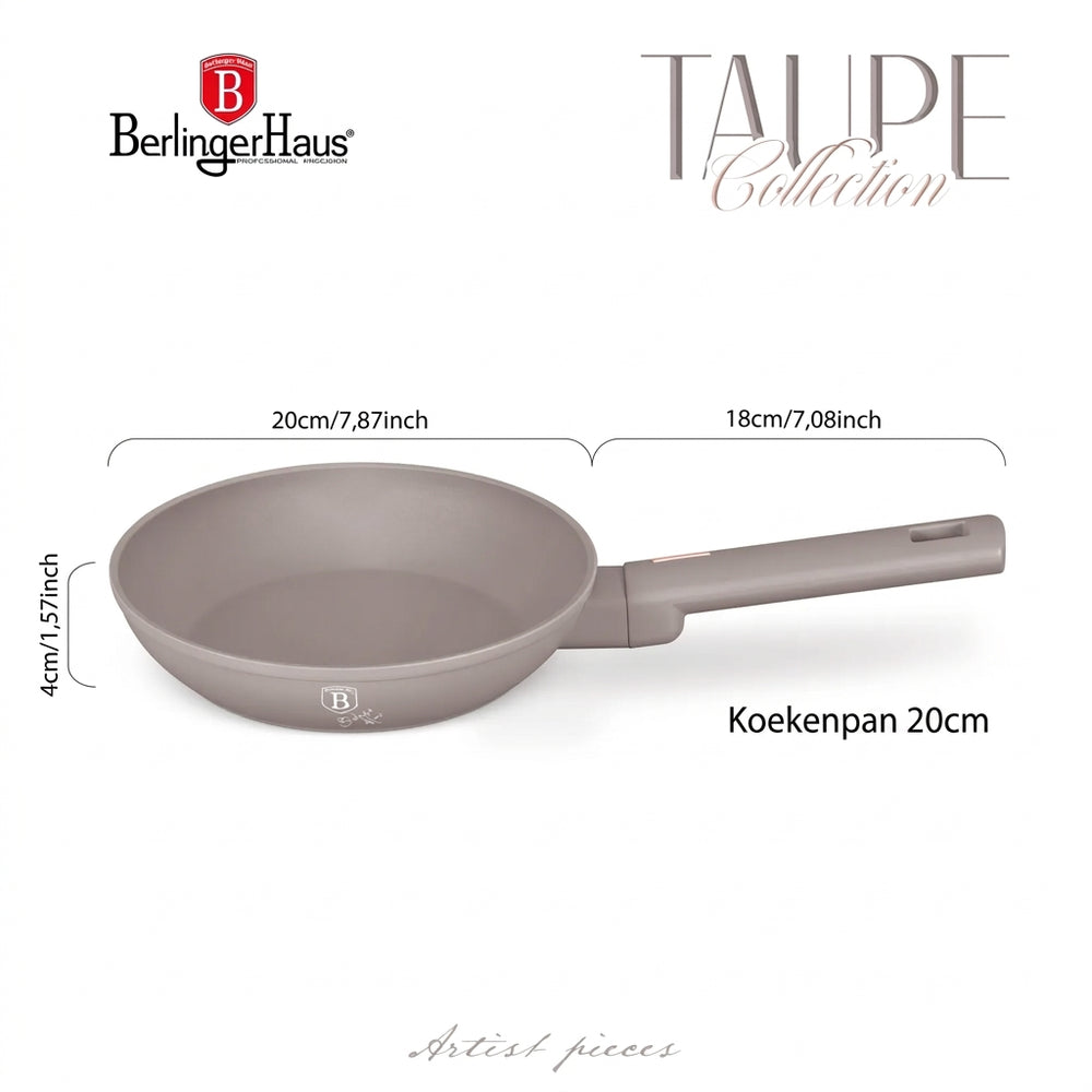 Berlinger Haus Koekenpan Taupe ø 20 cm - geschikt voor alle warmtebronnen - standaard anti-aanbaklaag