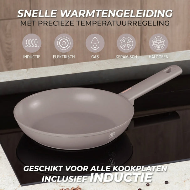 Berlinger Haus Koekenpan Taupe ø 24 cm - geschikt voor alle warmtebronnen - standaard anti-aanbaklaag