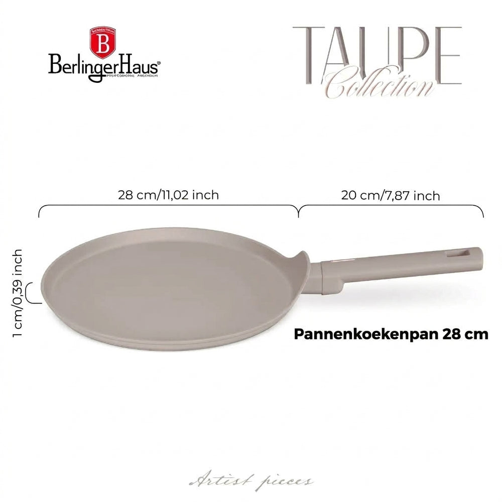 Berlinger Haus Pannenkoekenpan Taupe ø 28 cm  - geschikt voor alle warmtebronnen - standaard anti-aanbaklaag