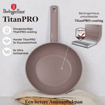 Berlinger Haus Wokpan Taupe ø 28 cm - geschikt voor alle warmtebronnen - standaard anti-aanbaklaag