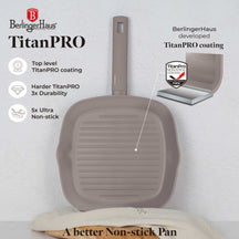 Berlinger Haus Grillpan Taupe 28 x 28 cm - geschikt voor alle warmtebronnen - standaard anti-aanbaklaag