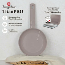 Berlinger Haus Koekenpan Taupe ø 24 cm - geschikt voor alle warmtebronnen - standaard anti-aanbaklaag