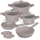 Berlinger Haus Pannenset Taupe 7-Delig - Kookpan ø 20, 24, 28 cm & Koekenpan ø 20, 24 cm - geschikt voor alle warmtebronnen