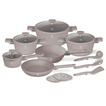 BerlingerHaus Pannenset Taupe 11-Delig - Kookpan ø 20, 24, 28 cm, Koekenpan ø 24, 28 cm & Steelpan ø 16 cm - geschikt voor alle warmtebronnen