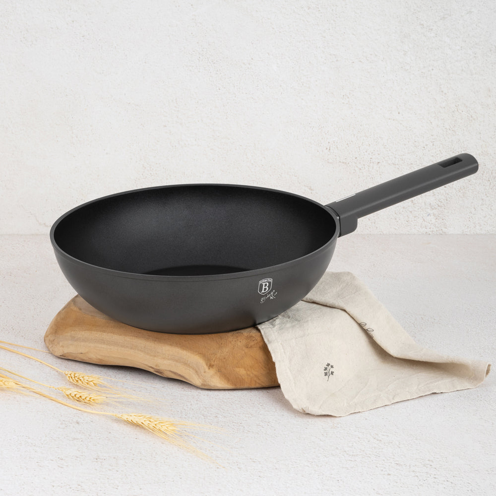 BerlingerHaus Wokpan Mat Antraciet ø 28 cm - geschikt voor alle warmtebronnen - standaard anti-aanbaklaag