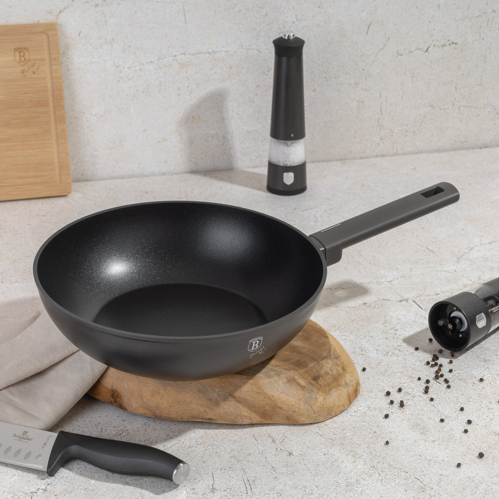 BerlingerHaus Wokpan Mat Antraciet ø 28 cm - geschikt voor alle warmtebronnen - standaard anti-aanbaklaag