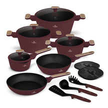 Berlinger Haus Pannenset Nordic Mat Bordeaux 11-Delig - Kookpan ø 20, 24, 28 cm, Koekenpan ø 24, 28 cm & Steelpan ø 16 cm - Geschikt voor alle warmtebronnen