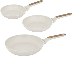 Berlinger Haus Koekenpannenset Nordic Mat Crème 3-Delig - ø 20, 24 & 28 cm - geschikt voor alle warmtebronnen - standaard anti-aanbaklaag