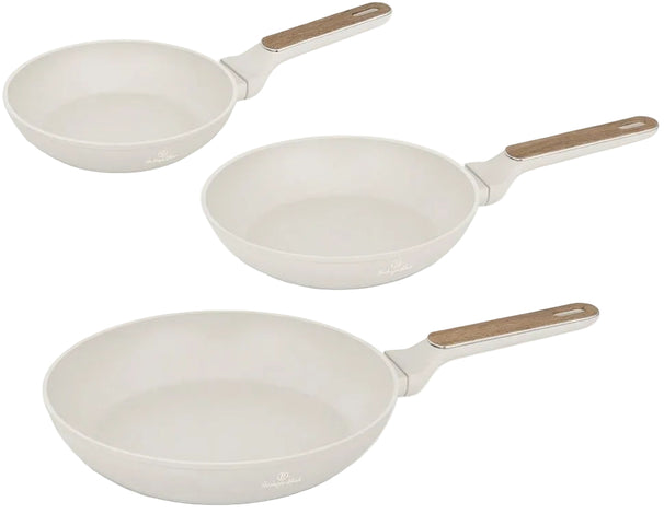 Berlinger Haus Koekenpannenset Nordic Mat Crème 3-Delig - ø 20, 24 & 28 cm - geschikt voor alle warmtebronnen - standaard anti-aanbaklaag