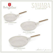 Berlinger Haus Koekenpannenset Nordic Mat Crème 3-Delig - ø 20, 24 & 28 cm - geschikt voor alle warmtebronnen - standaard anti-aanbaklaag
