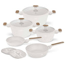 Berlinger Haus Pannenset Nordic Mat Crème 7-Delig - Kookpan ø 20, 24, 28 cm & Koekenpan ø 20, 24 cm - geschikt voor alle warmtebronnen