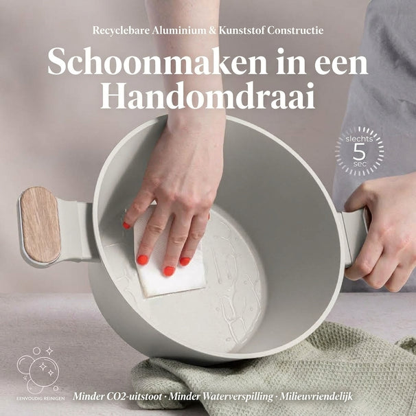 Berlinger Haus Pannenset Nordic Mat Crème 7-Delig - Kookpan ø 20, 24, 28 cm & Koekenpan ø 20, 24 cm - geschikt voor alle warmtebronnen