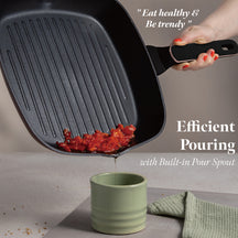 Berlinger Haus Grillpan Zwart Rosègoud 28 x 28 cm - geschikt voor alle warmtebronnen - standaard anti-aanbaklaag