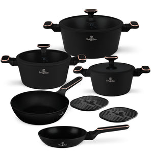 Berlinger Haus Pannenset  Zwart Roségoud 7-Delig - Kookpan ø 20, 24, 28 cm & Koekenpan ø 20, 24 cm - geschikt voor alle warmtebronnen