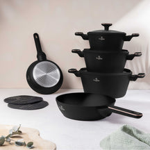 Berlinger Haus Pannenset  Zwart Roségoud 7-Delig - Kookpan ø 20, 24, 28 cm & Koekenpan ø 20, 24 cm - geschikt voor alle warmtebronnen