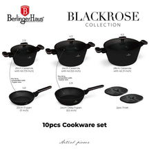 Berlinger Haus Pannenset  Zwart Roségoud 7-Delig - Kookpan ø 20, 24, 28 cm & Koekenpan ø 20, 24 cm - geschikt voor alle warmtebronnen