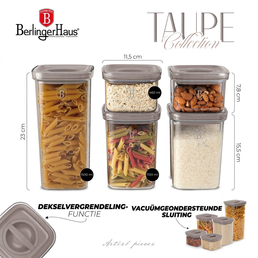 Berlinger Haus Voorraadpottenset Taupe 5-delig