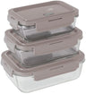Berlinger Haus Glazen Vershoudbakjes Taupe - 3-delig - 570 ml, 840 ml & 1.18 Liter