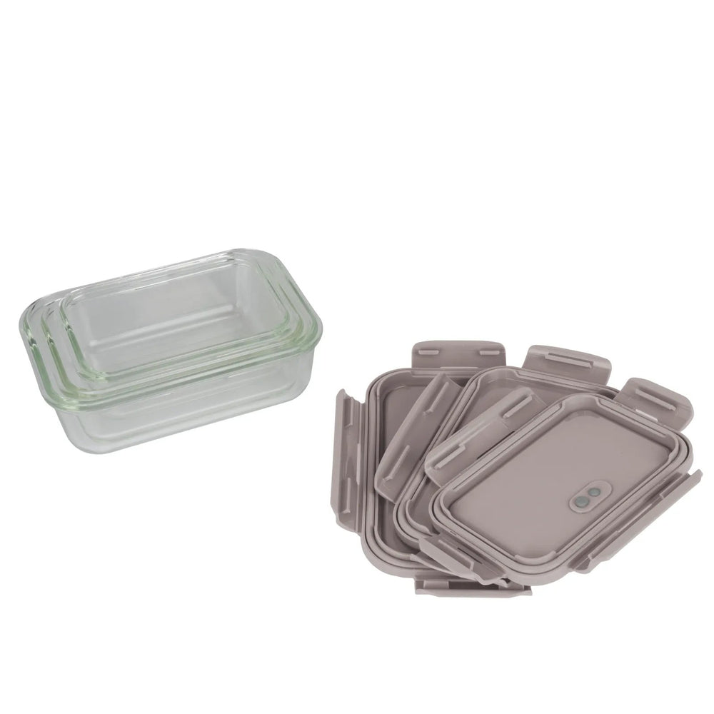 Berlinger Haus Glazen Vershoudbakjes Taupe - 3-delig - 570 ml, 840 ml & 1.18 Liter