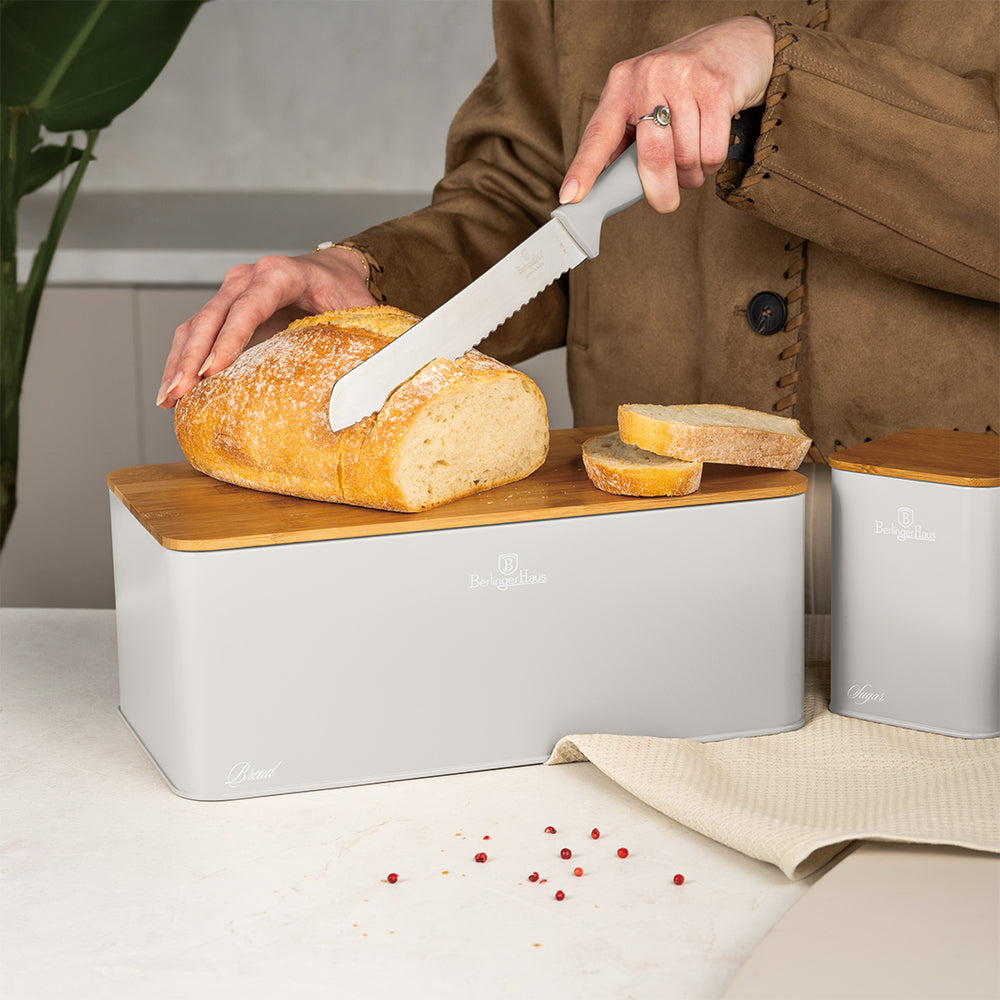 Berlinger Haus Broodtrommel / Brooddoos met Voorraadbussen Mat Crème - 4-delig