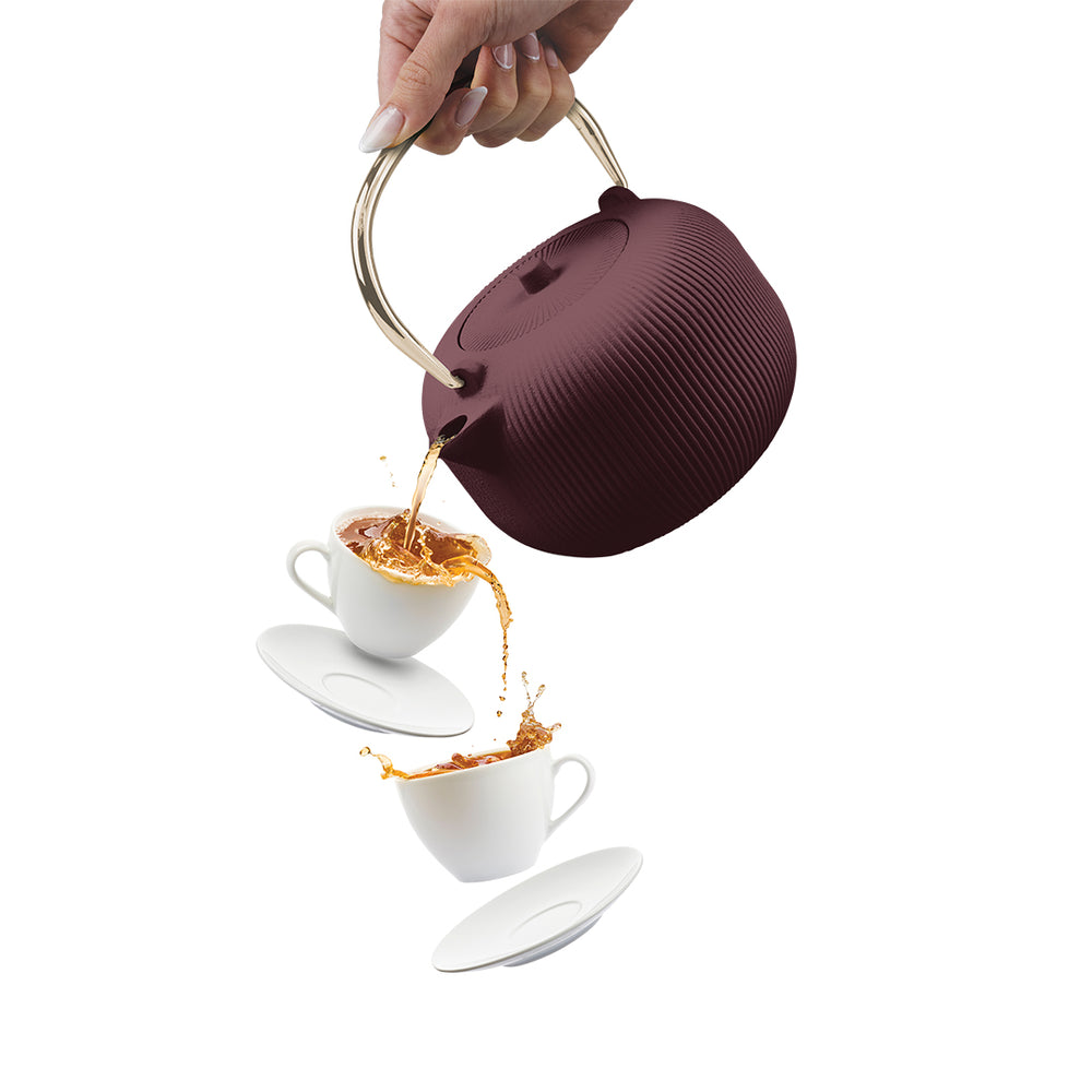 BerlingerHaus Theepot met RVS Filter - Gietijzer Mat Bordeaux - 1 Liter