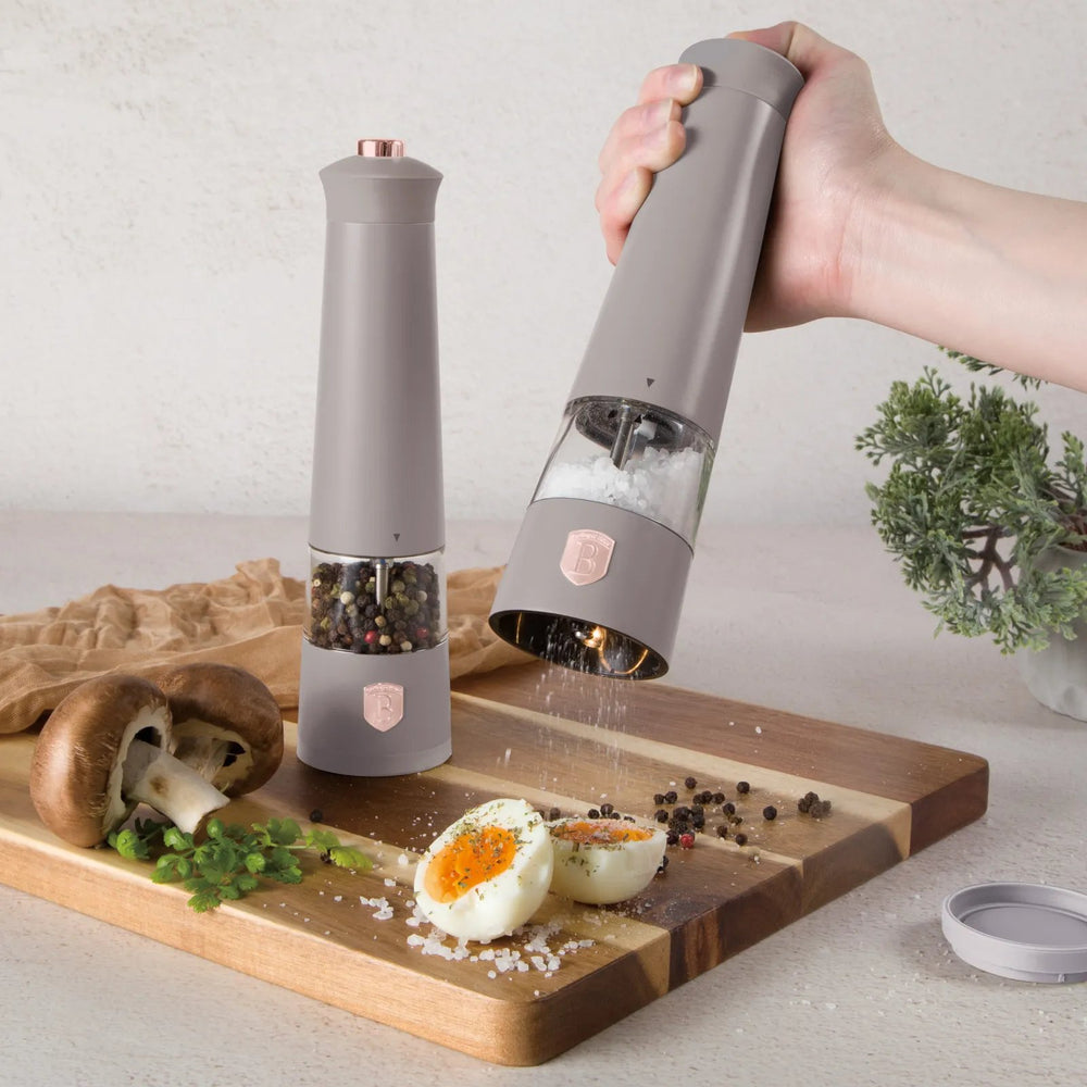 Berlinger Haus Elektrische Peper- en Zoutmolen Set Taupe - Keramische Molen - 2-Delig