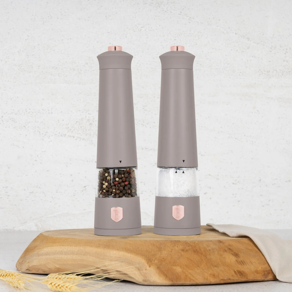 Berlinger Haus Elektrische Peper- en Zoutmolen Set Taupe - Keramische Molen - 2-Delig