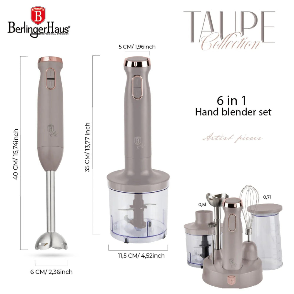 Berlinger Haus Staafmixer set Taupe – 6-in-1 – 800 W