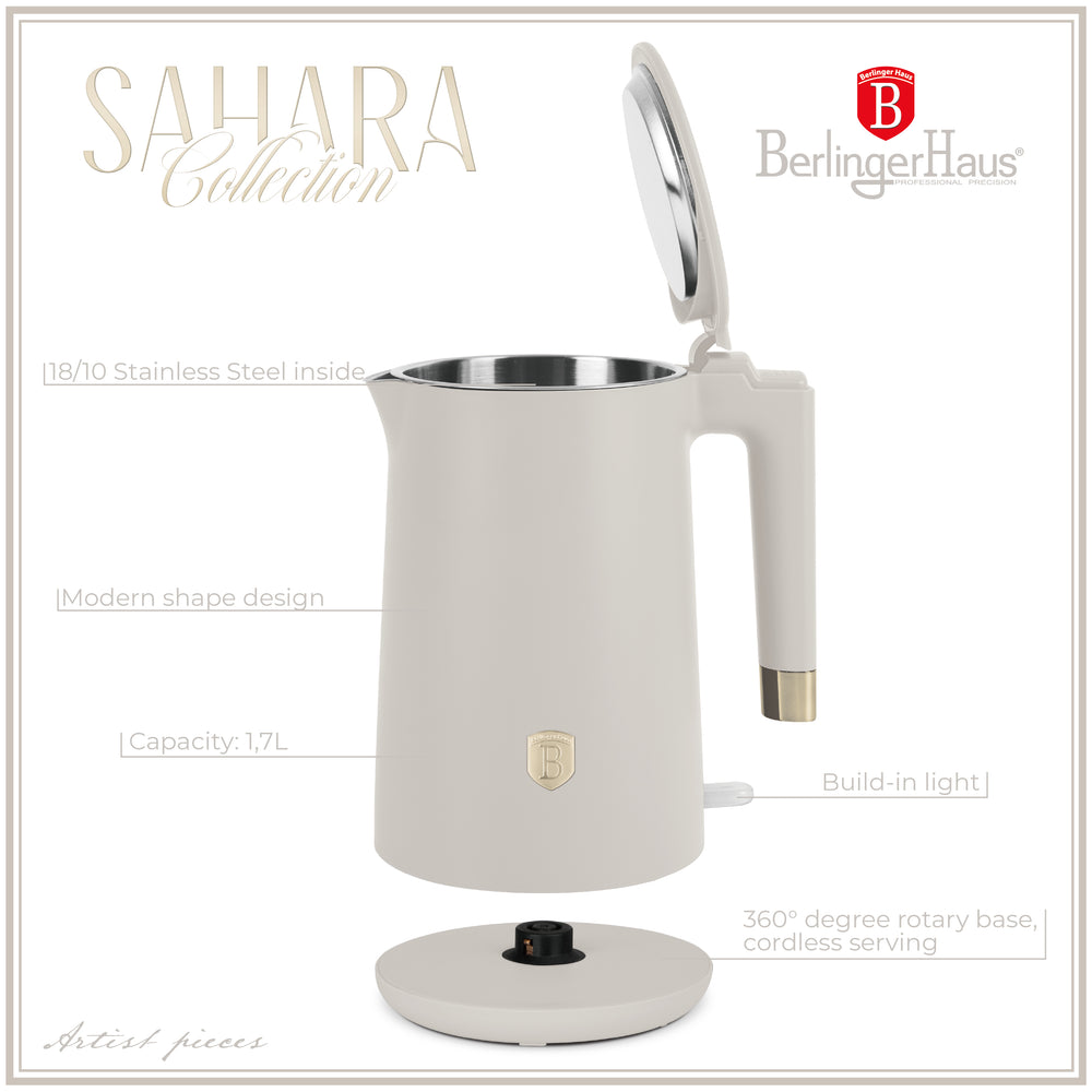 Berlinger Haus Waterkoker Dubbelwandig Mat Crème - 1.7 Liter - 1800W