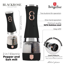 Berlinger Haus Elektrische Peper- en Zoutmolen Zwart Roségoud - 2-in-1 - Keramische Molen