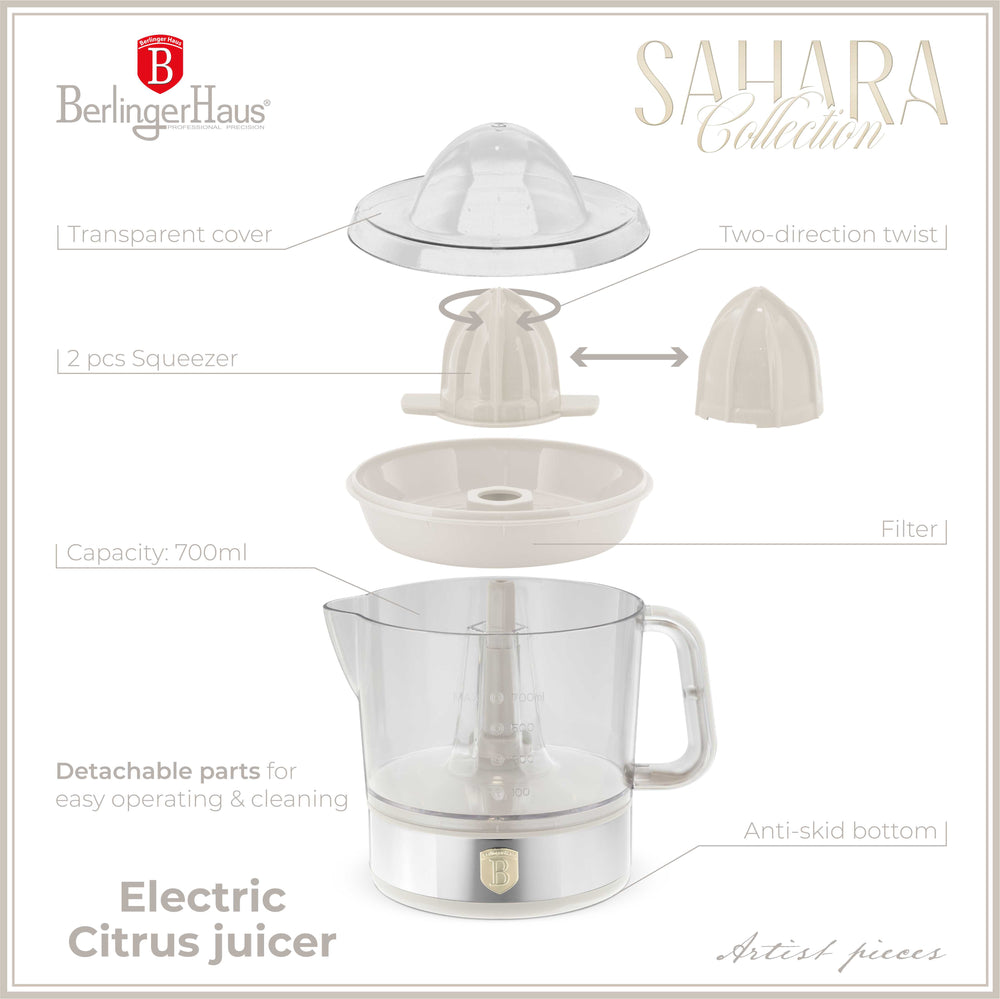Berlinger Haus Elektrische Citruspers / Sinaasappelpers Mat Crème - 0,7 L - 40 W
