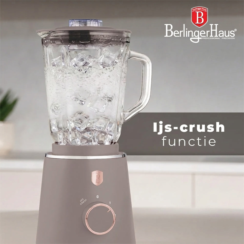 Berlinger Haus Blender Taupe - Glazen Kan - 1.5 Liter - 1000W