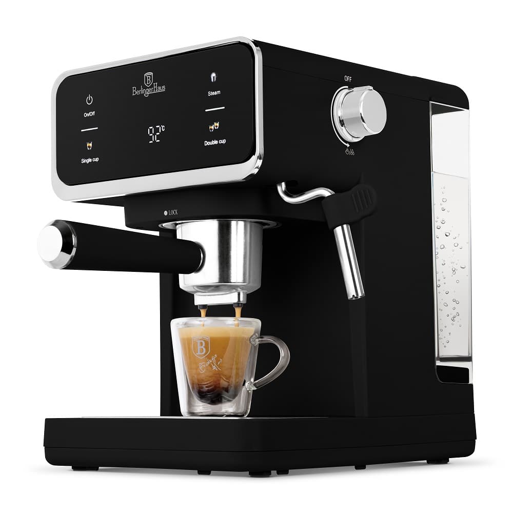 BerlingerHaus Espressomachine / Pistonmachine Digitaal Mat Zwart - 3-in-1 - 20 Bar - 1.0 Liter