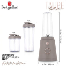 Berlinger Haus Smoothie Blender to Go Taupe - Inclusief 2 Bekers - 320W