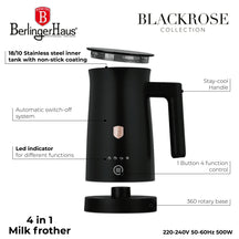 Berlinger Haus Elektrische Melkopschuimer 4-in-1 Zwart Roségoud - 160 ml