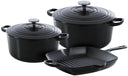BK Pannenset Bourgogne Jet Black Gietijzer 3-delig - Braadpan ø 24, 28 cm & Grillpan 26x26 cm - geschikt voor alle warmtebronnen